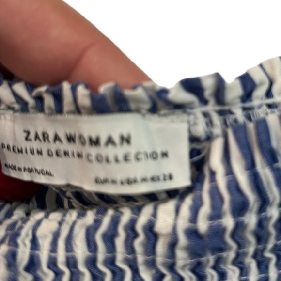 Zara Striped Off The Shoulder Mini Dress Woman Medium - Picture 6 of 9